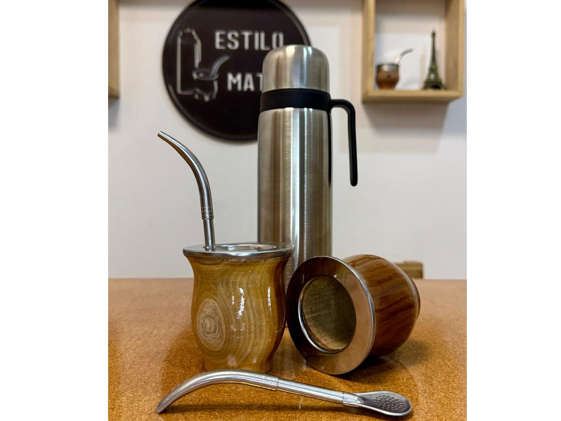 MATE DE ALGARROBO + BOMBILLA + TERMO