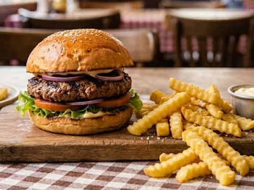 Hamburguesa con papas fritas