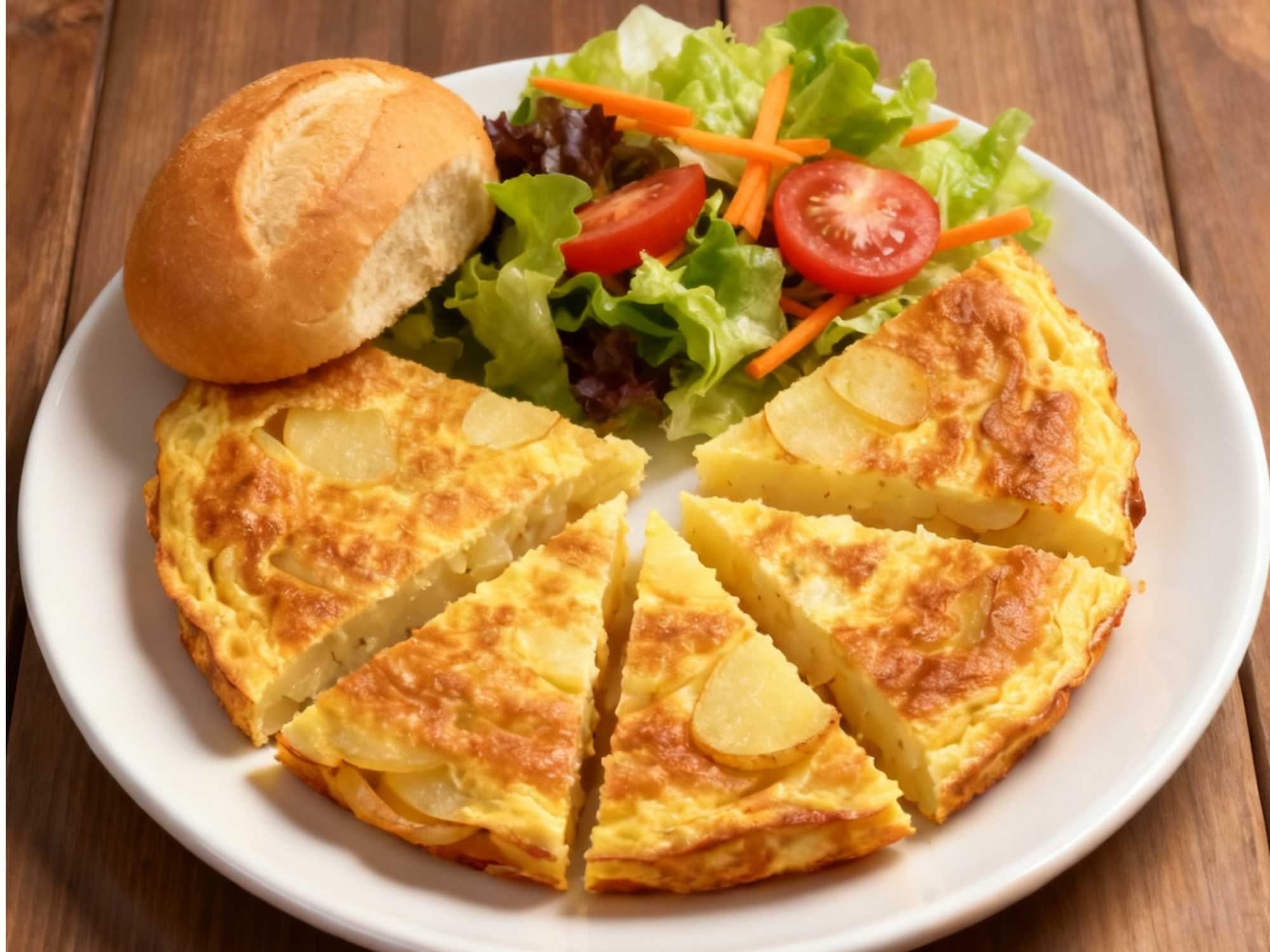 Tortilla de papas con ensalada mixta