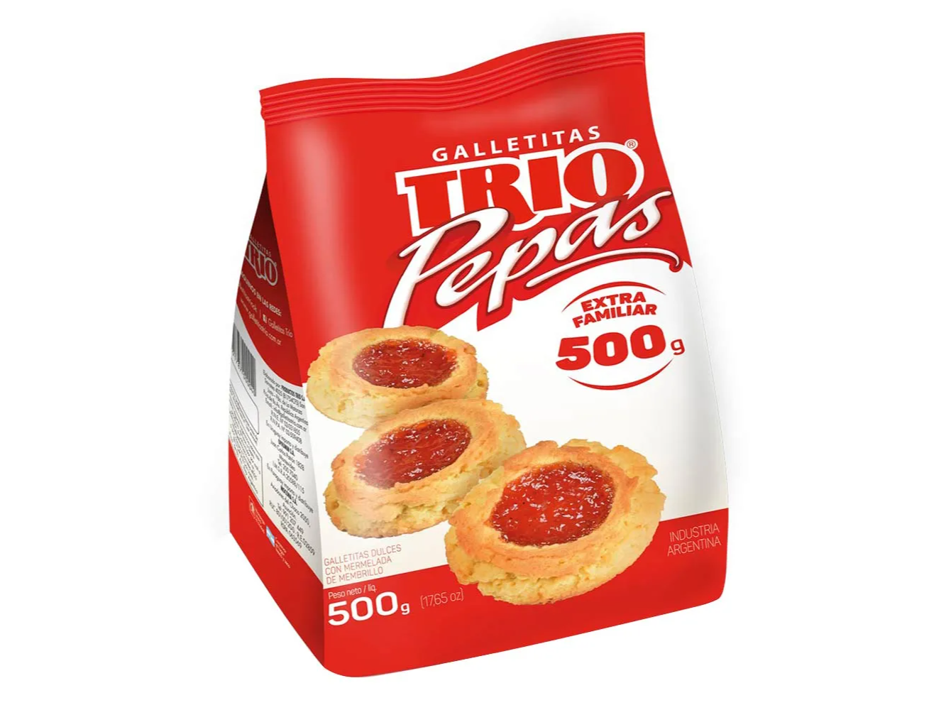 GALLETITAS TRIO PEPAS MEMBRILLO x 500 GRS