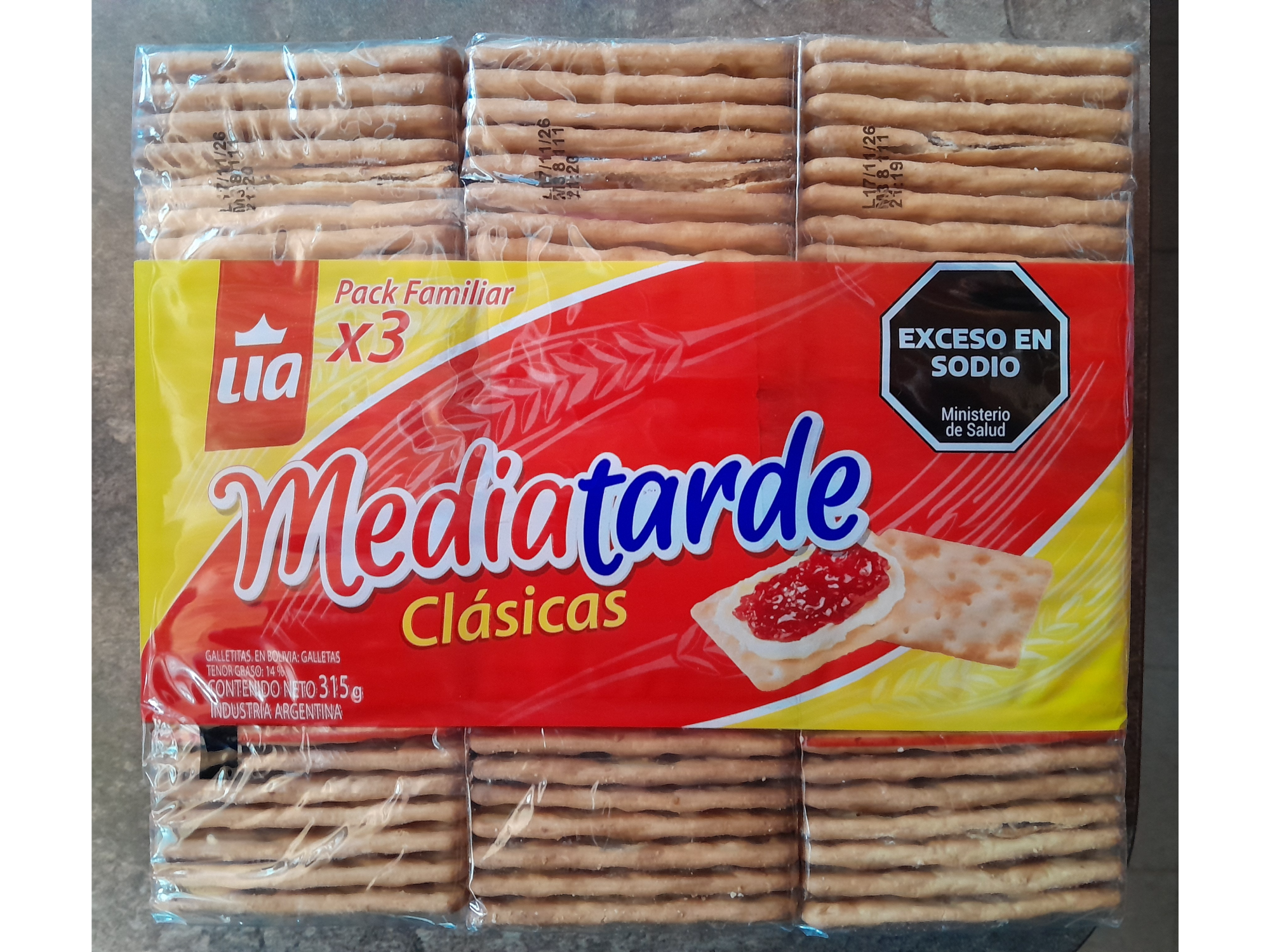 GALLETITAS MEDIA TARDE CLASICA - LIA - PACK X 3 - 315 Grs .