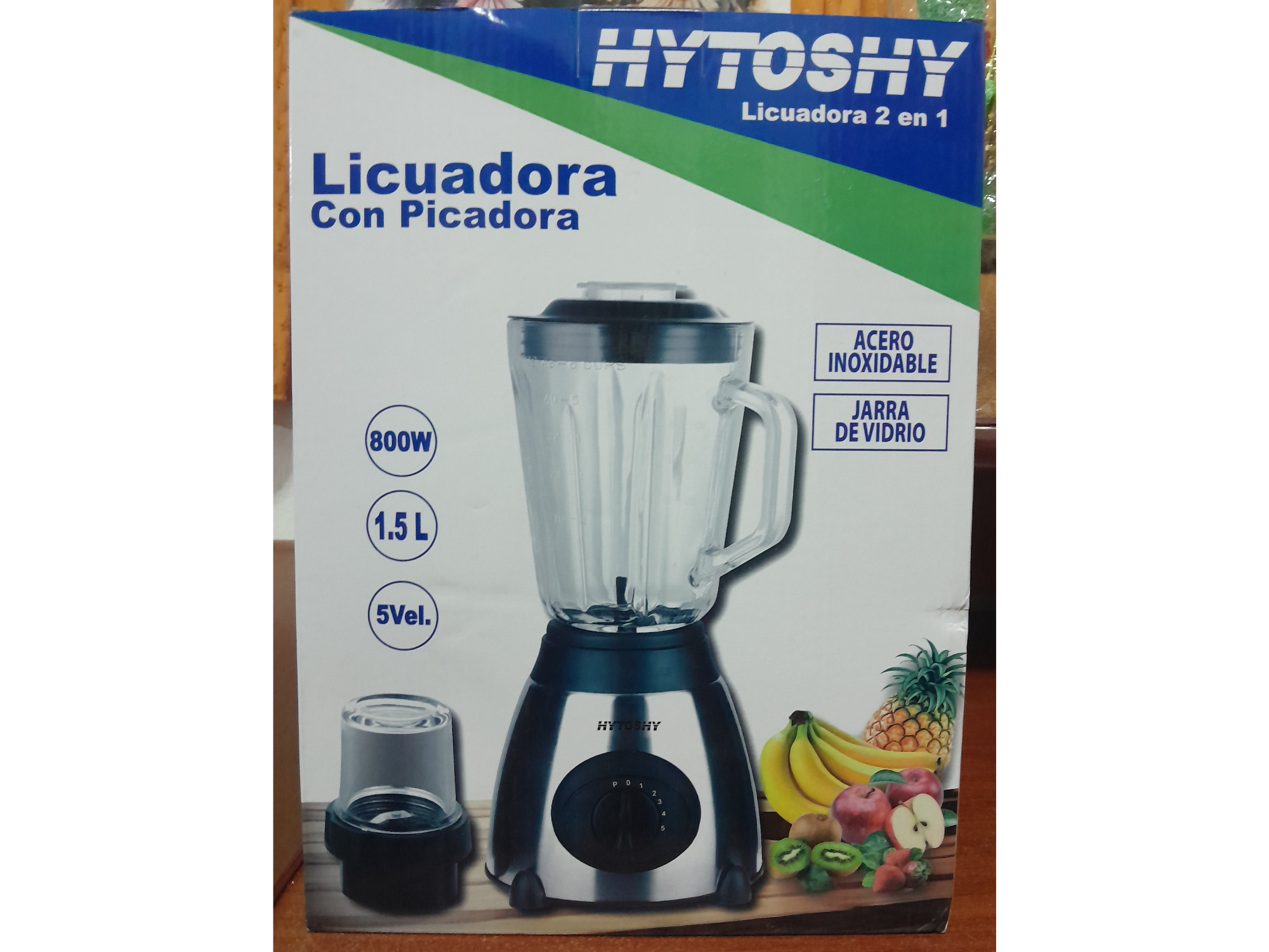 LICUADORA HYTOSHY -  ACERO  - JARRA DE VIDRIO - 1.5 LITROS - 800 W - 5 VELOCIDADES .