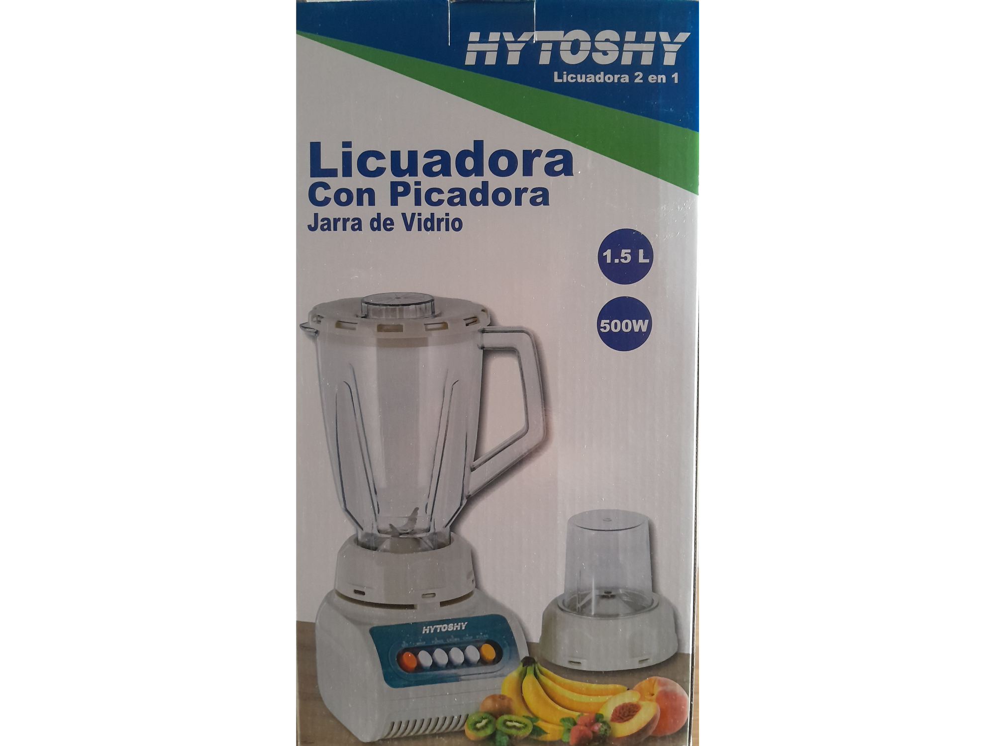 LICUADORA CON PICADORA - JARRA DE VIDRIO - 1.5 LITROS - 500 W - HYTOSHY .