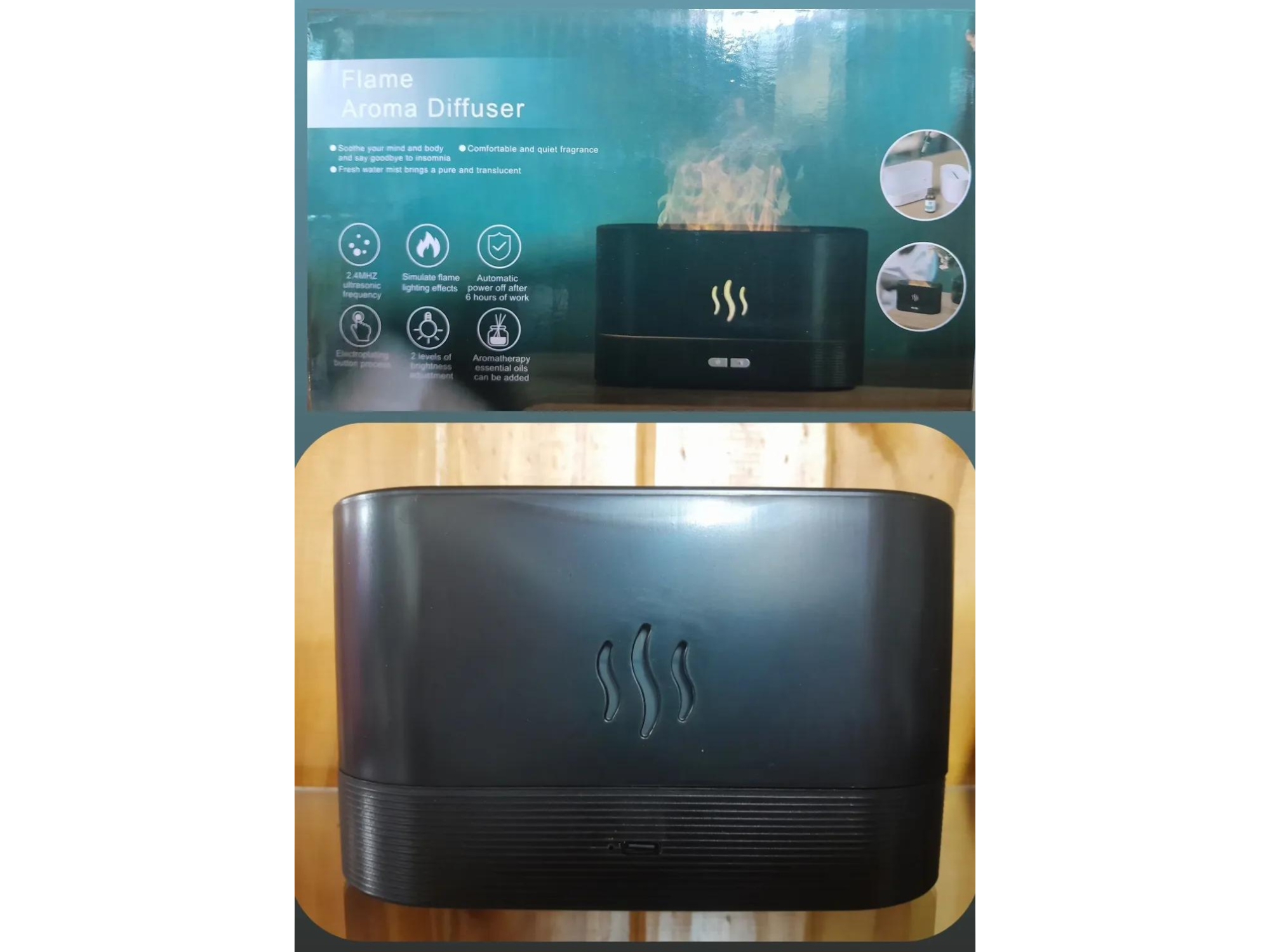DIFUSOR DE AROMA Y HUMIDIFICADOR  CON EFECTO LLAMA  ULTRASONICO .