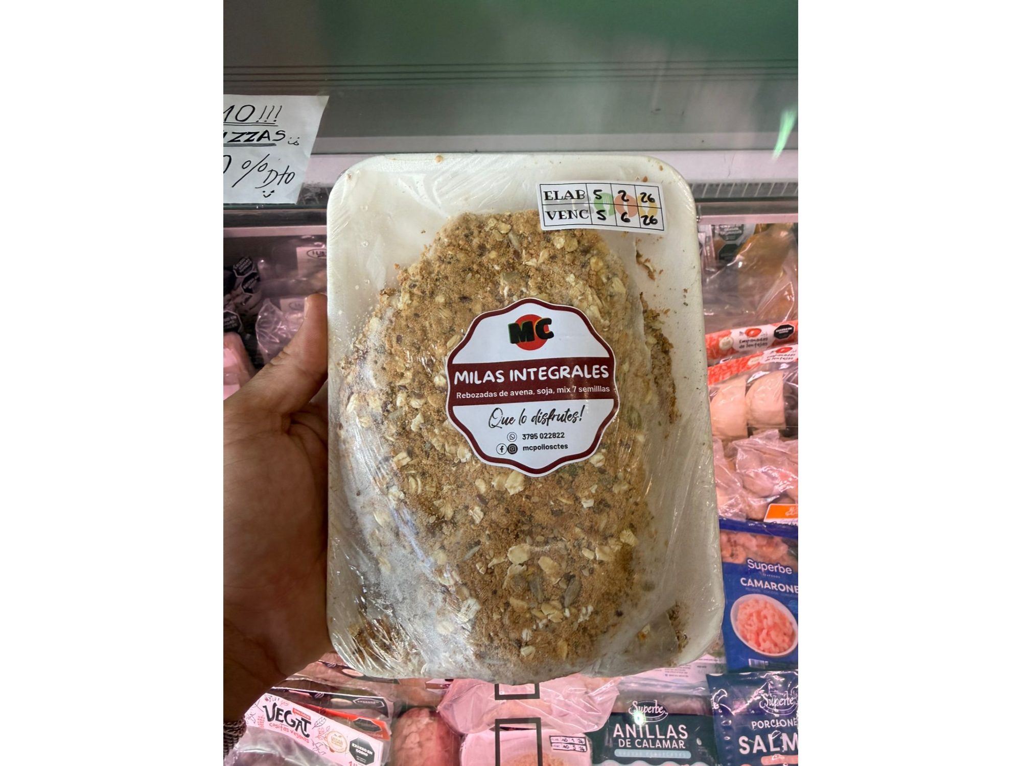 Milanesa de Pechuga de pollo rebozadas con semillas x 500 grs