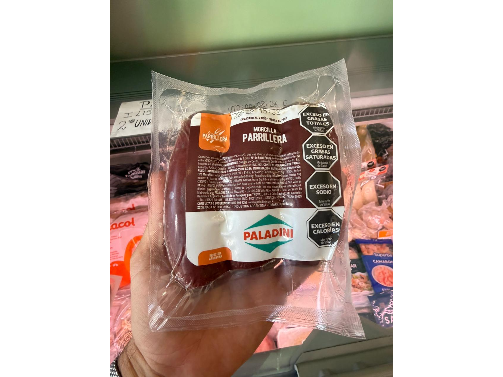 Morcilla Paladini envasado al vacio x 3 unid