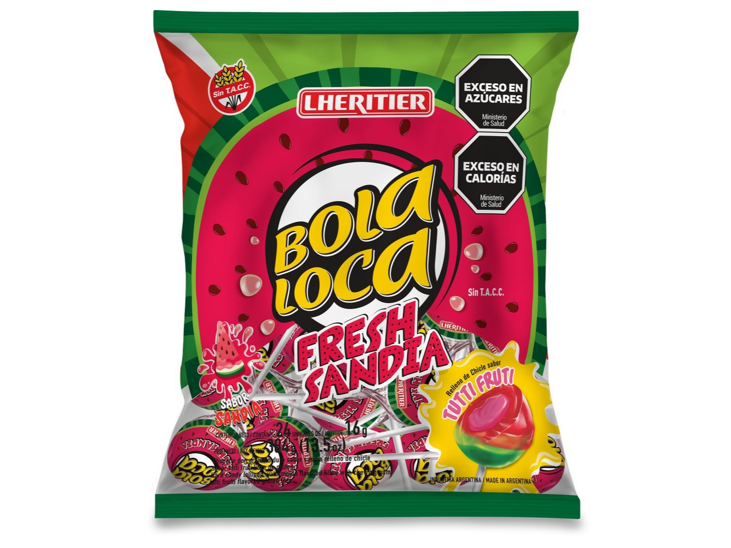 Chupetin Bola Loca Fesh Sandia x24 U