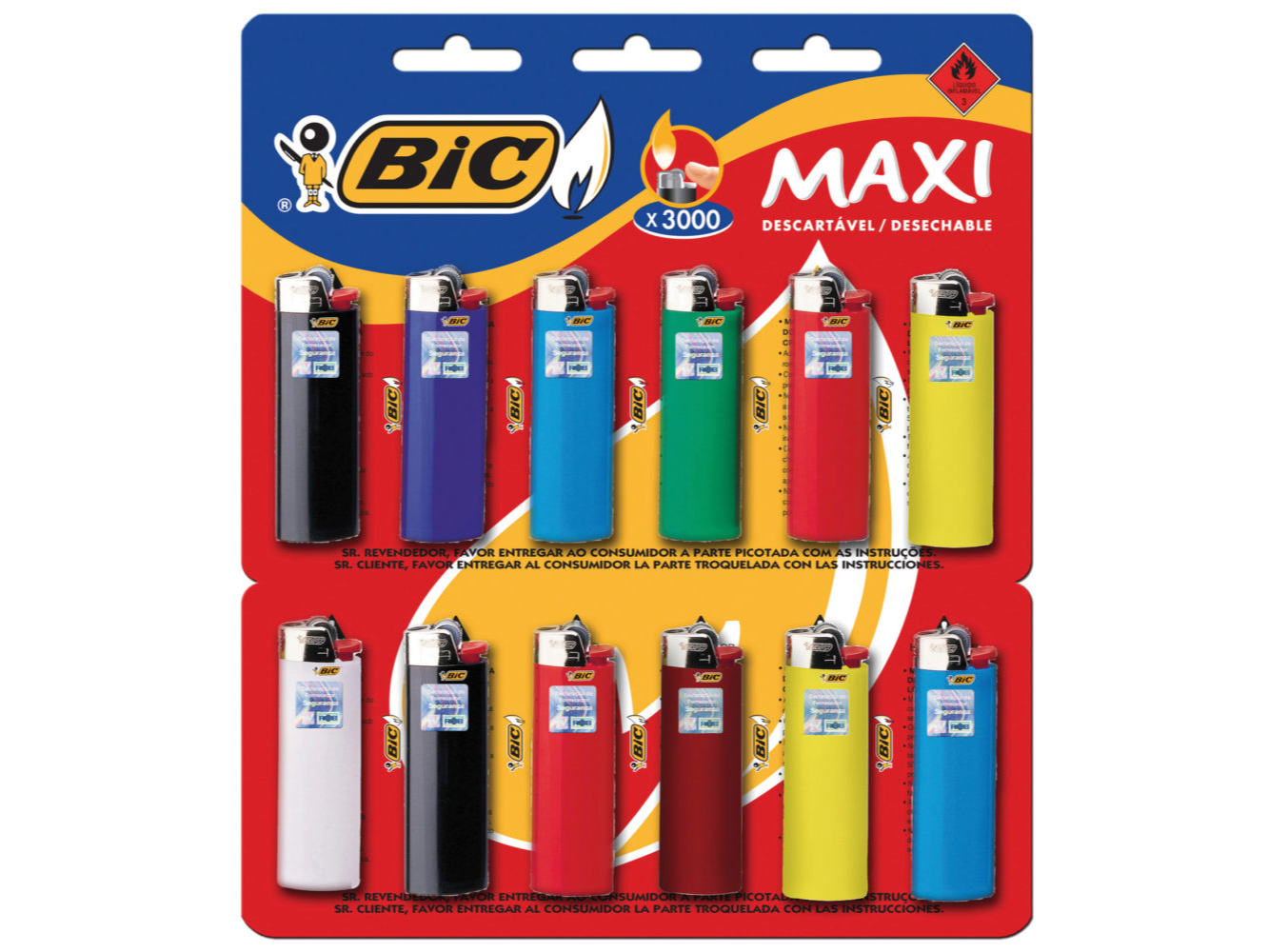 Encendedores Maxi Bic x12 U