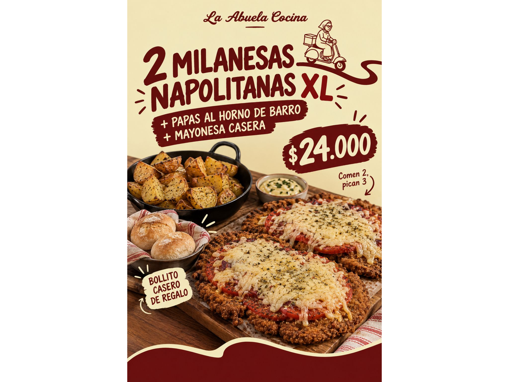 2x1 Milanesa ternera Napolitana XL