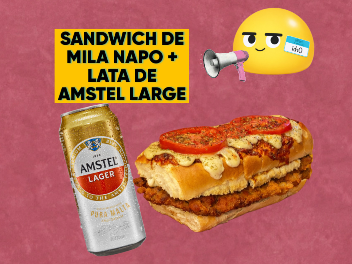 SANDWICH MILA NAPO + LATA DE AMSTEL LARGE