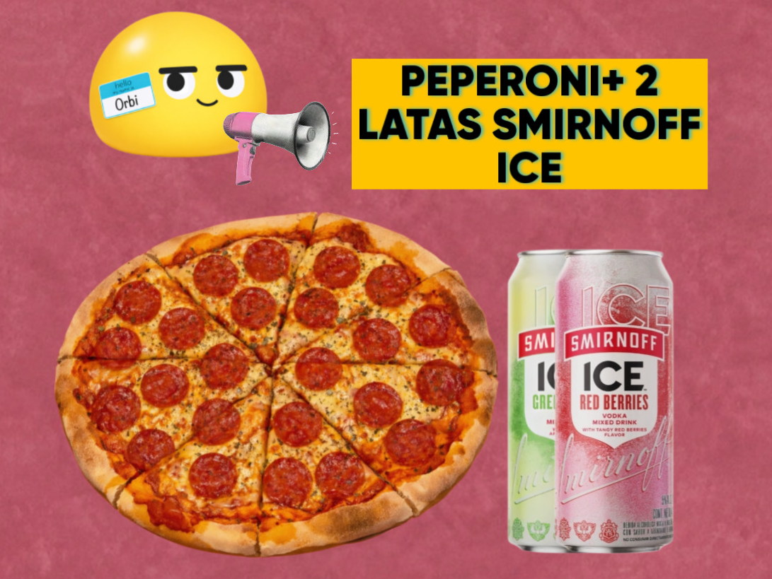 PIZZA PEPERONI + 2 LATAS SMIRNOFF ICE