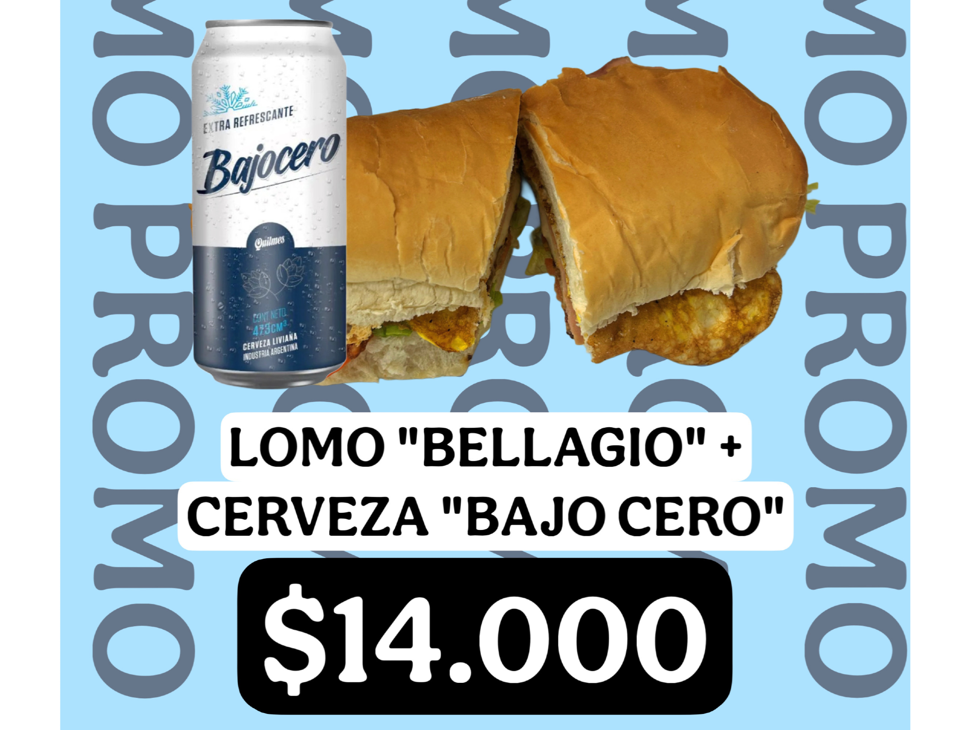 LOMO ¨BELLAGIO¨ + LATA CERVEZA BAJO CERO