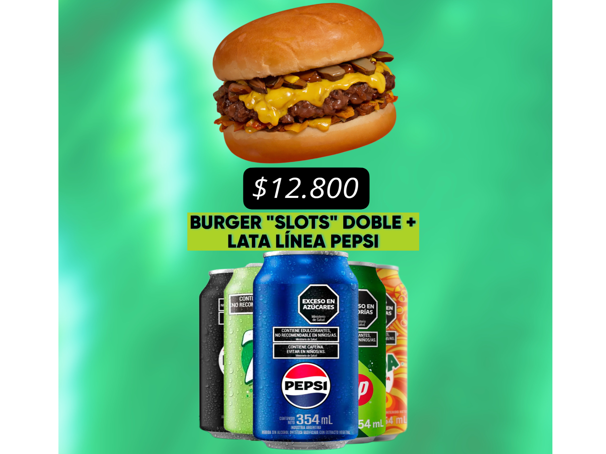 BURGER "SLOTS" DOBLE + LATA LÍNEA PEPSI