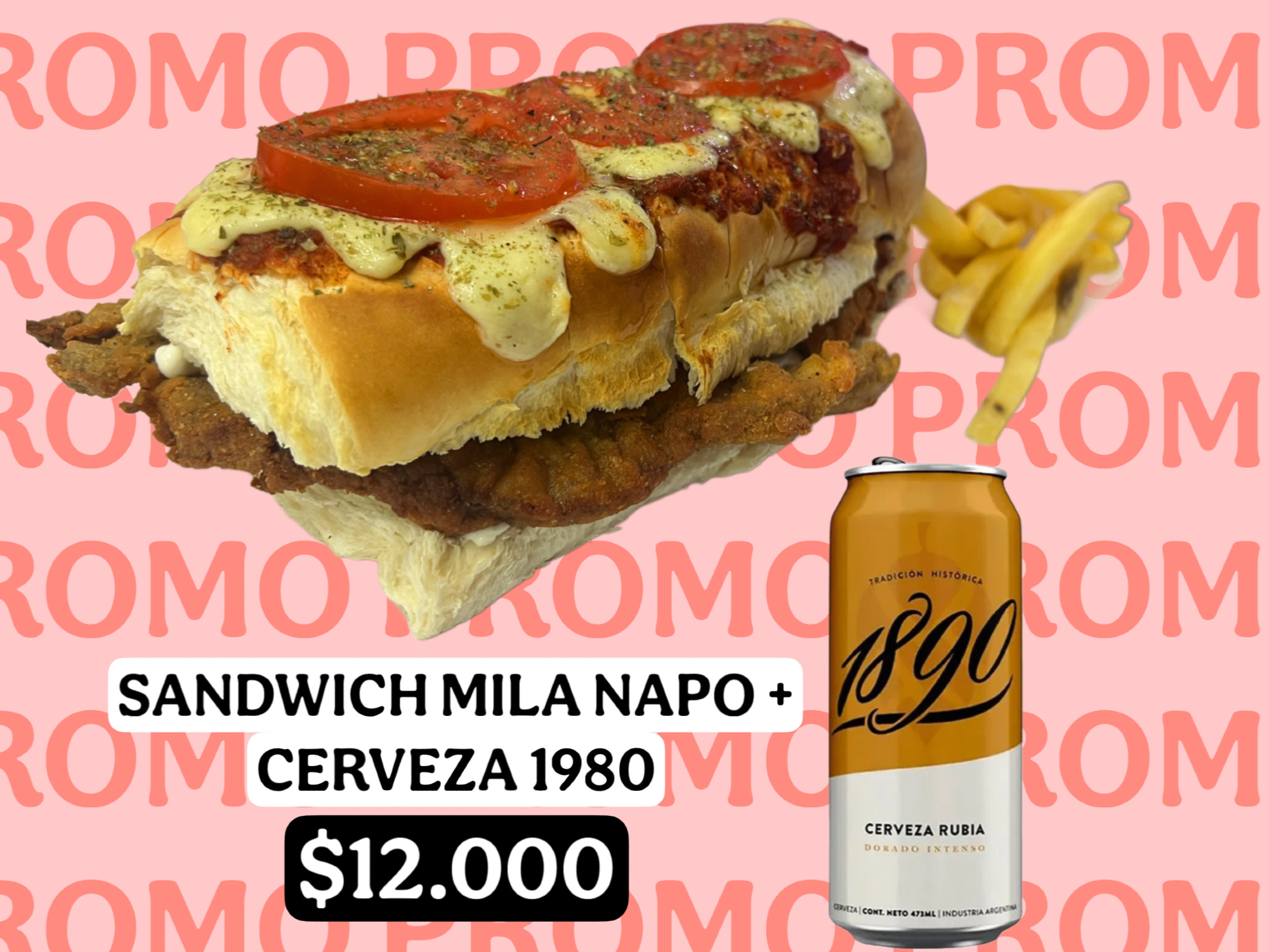 SANDWICH DE MILA NAPO + CERVEZA 1890