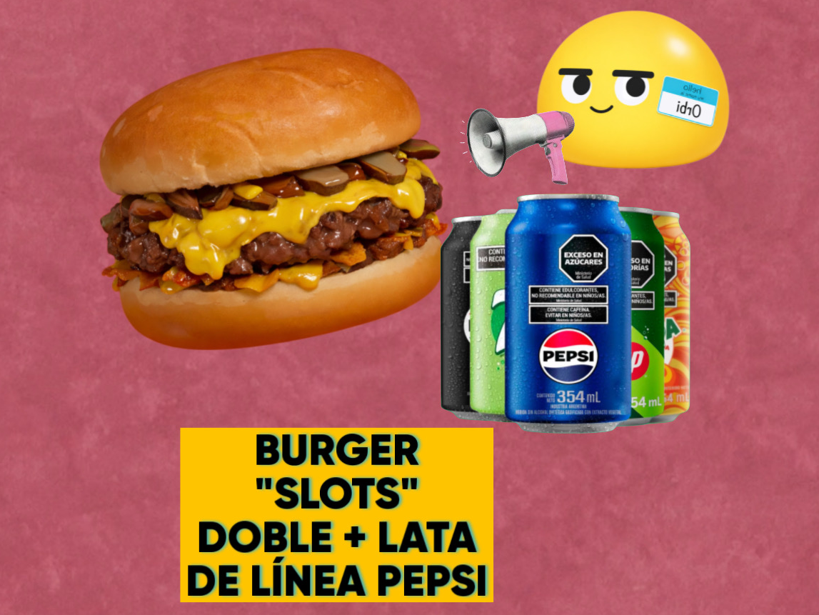 BURGER "SLOTS" DOBLE + LATA LÍNEA PEPSI