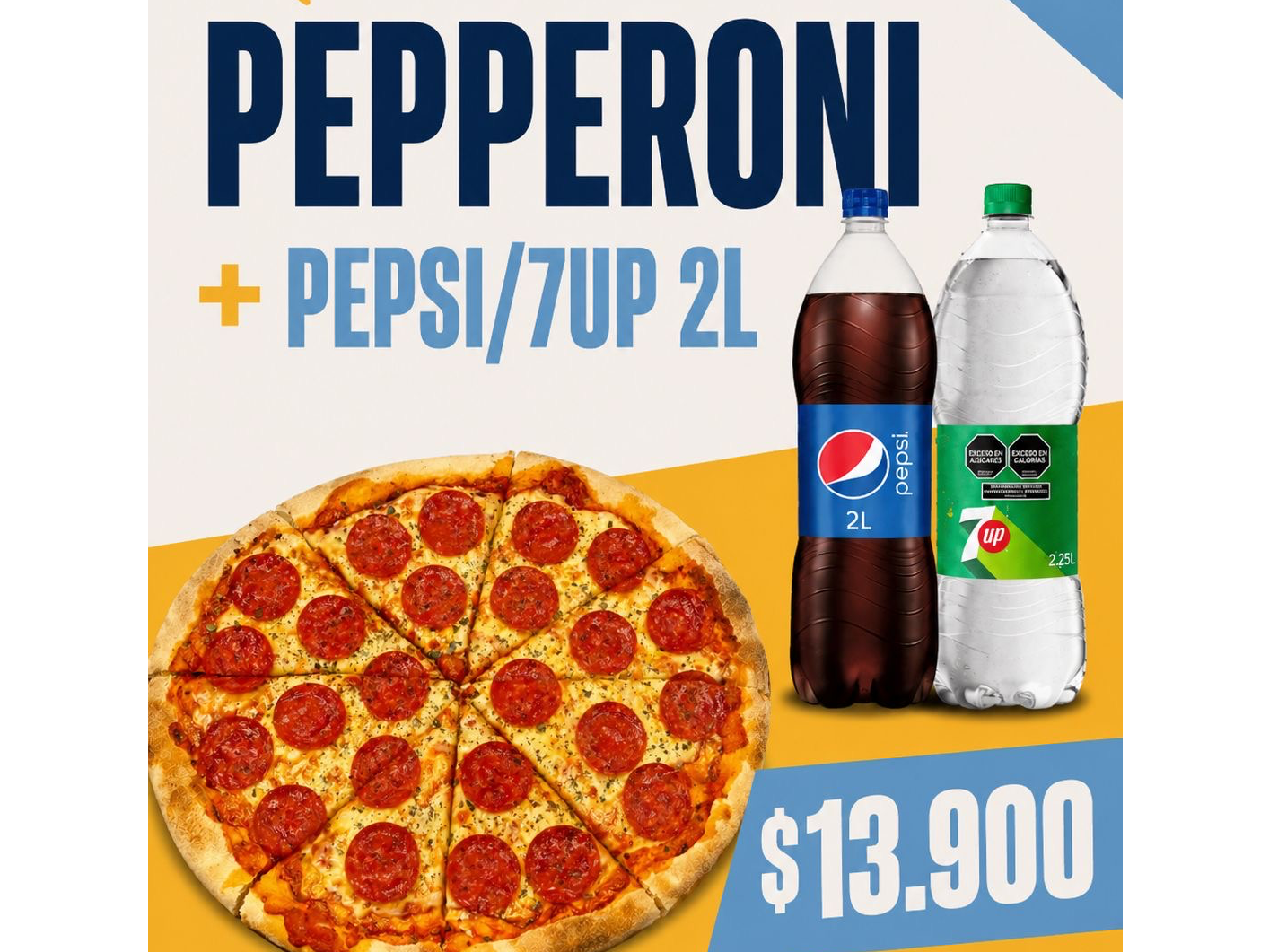 PEPPERONI + PEPSI/7UP 2L