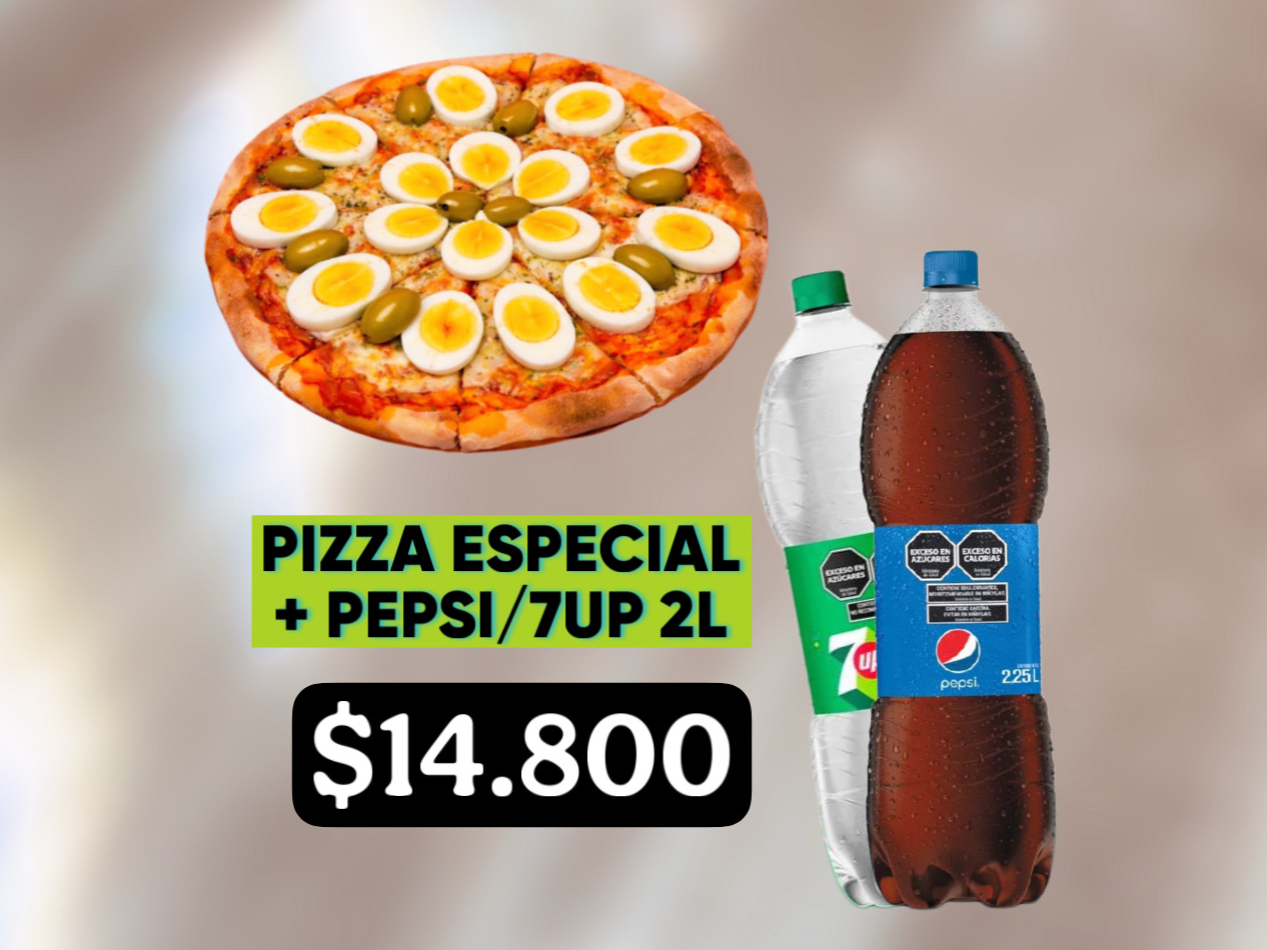 PIZZA ESPECIAL + PEPSI/7UP 2L