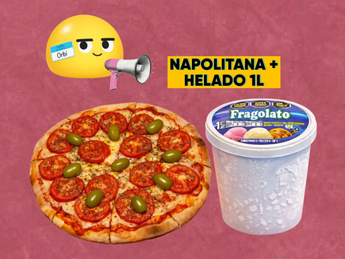 PIZZA NAPOLITANA + HELADO 1L