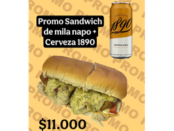 SANDWICH DE MILA NAPO + CERVEZA 1890