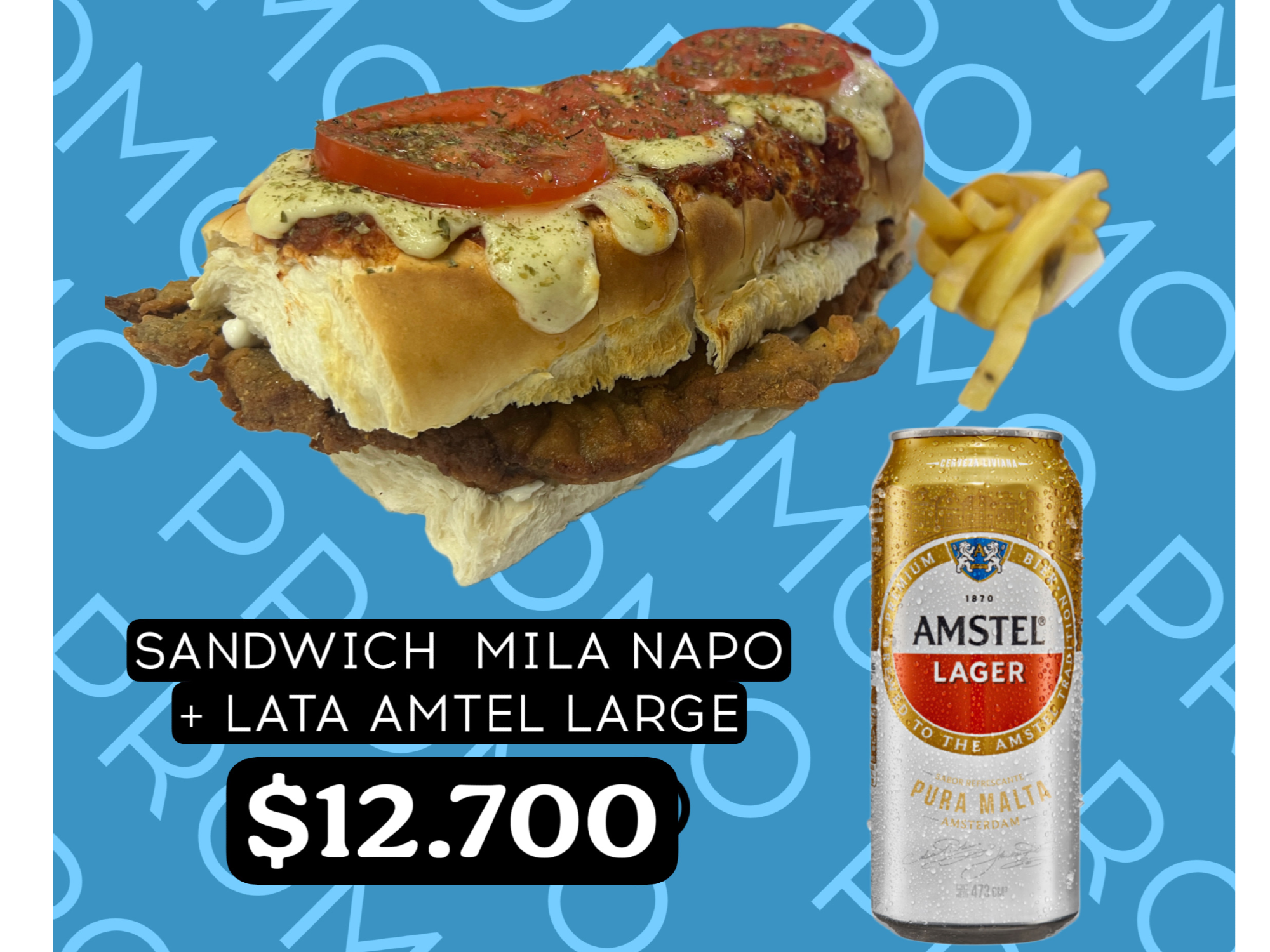 SANDWICH MILA NAPO + LATA DE AMSTEL LARGE