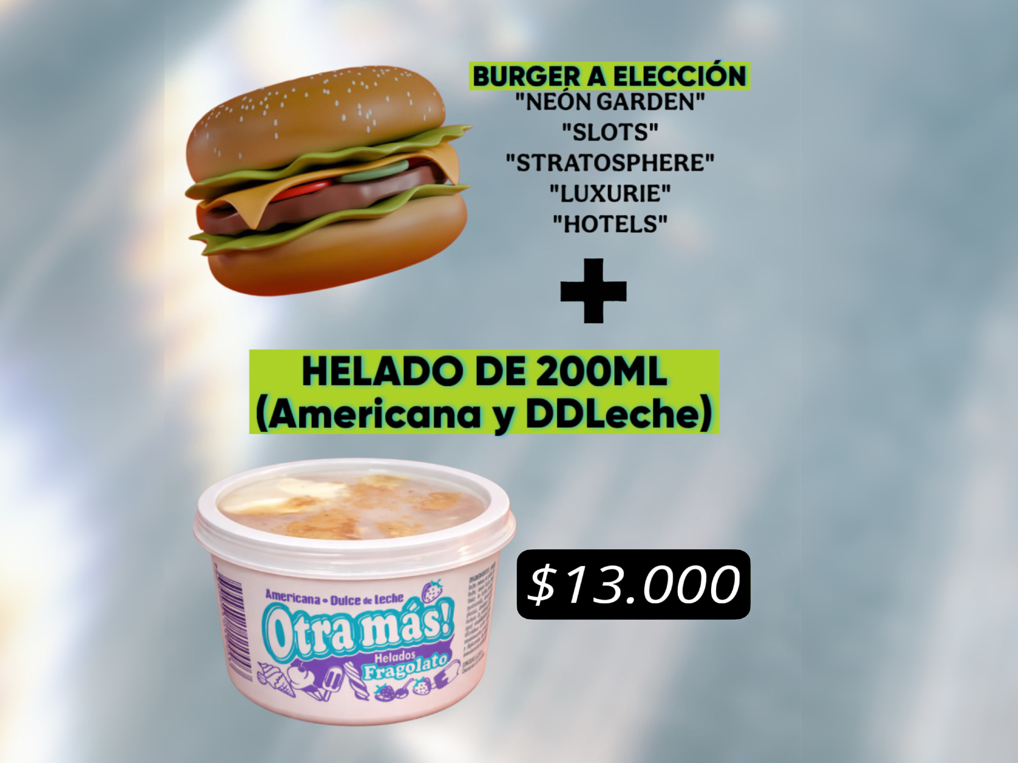 BURGER A ELECCION DOBLE + HELADO 200ML