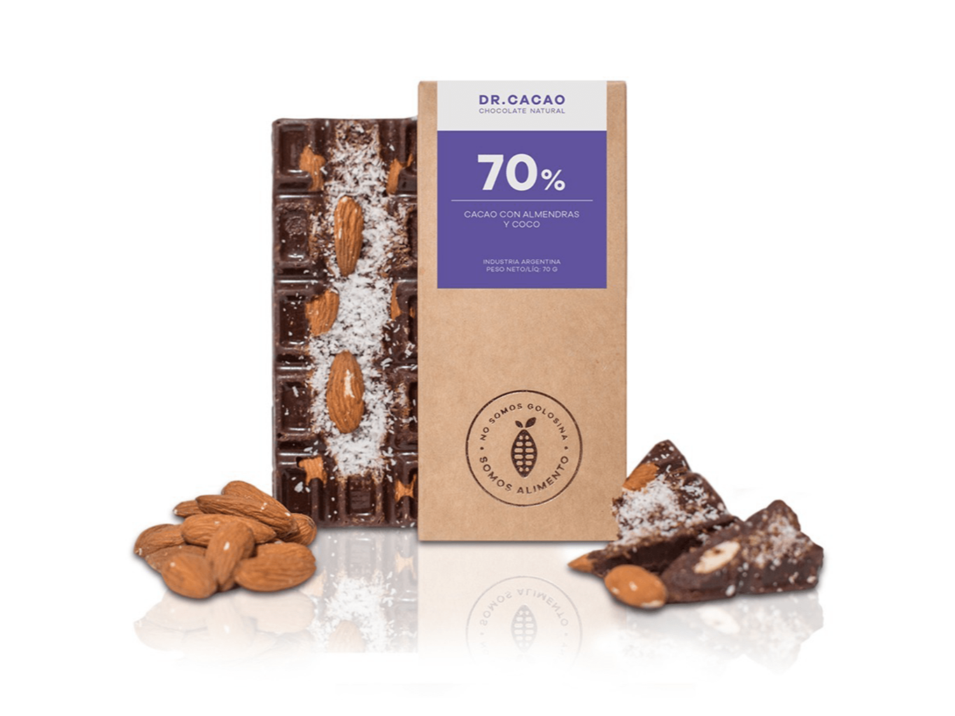 Chocolate 70% cacao con Almendras y Coco