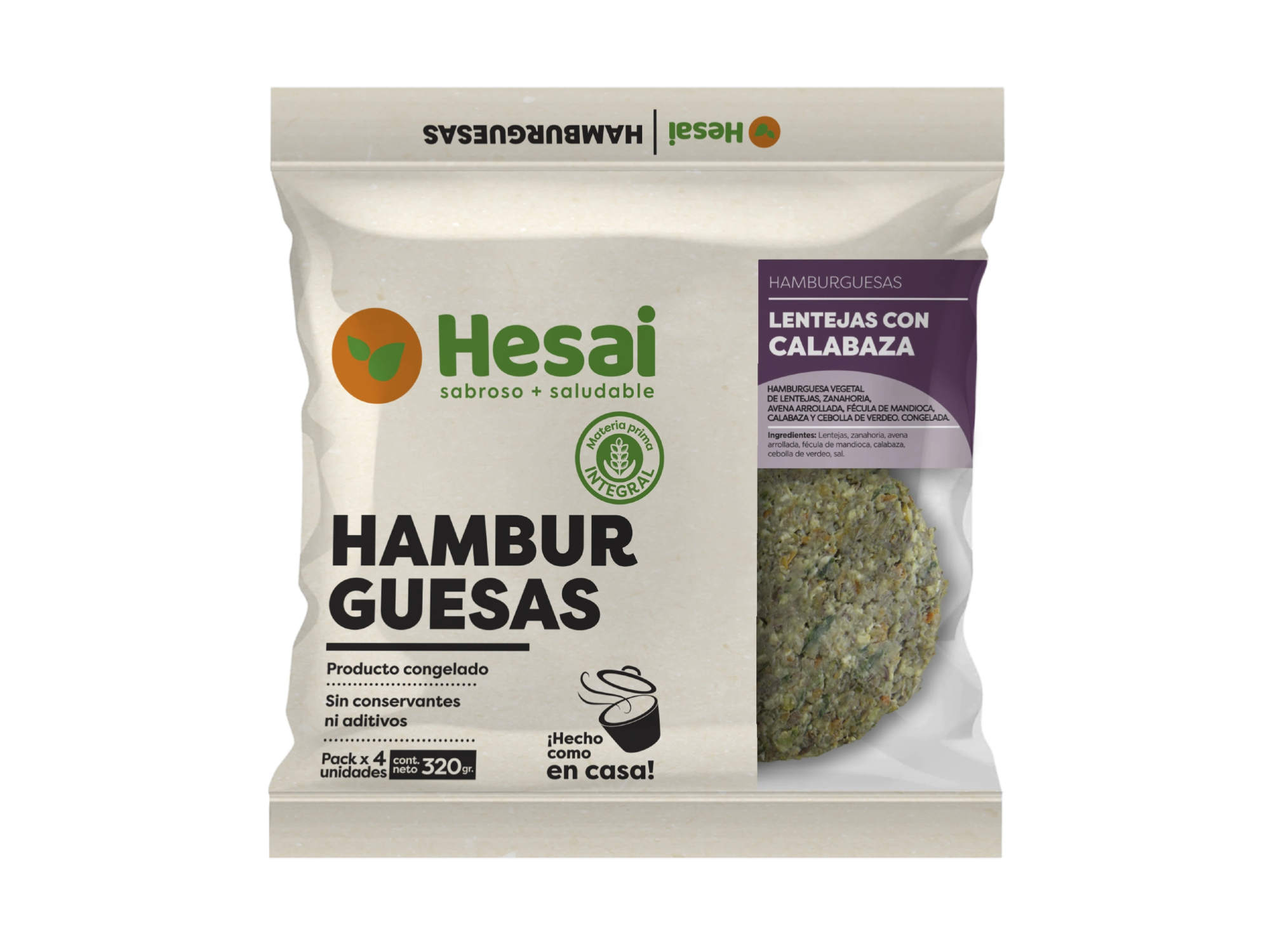 Hamburguesa lenteja y calabaza. Hesai