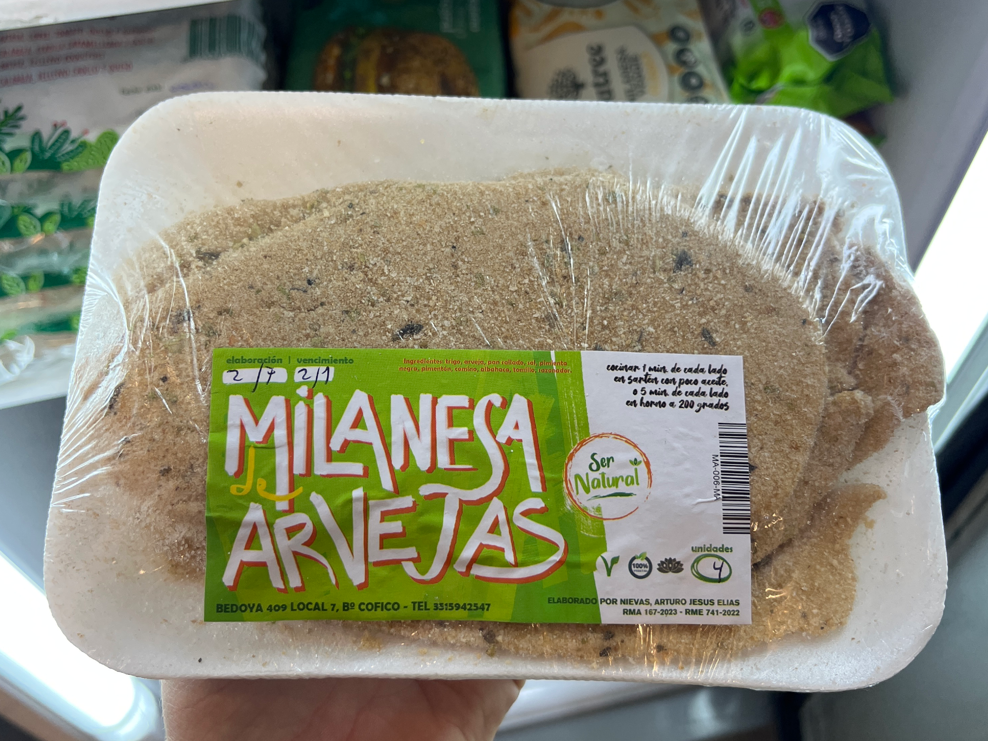 Milanesa de arvejas Ser Natural