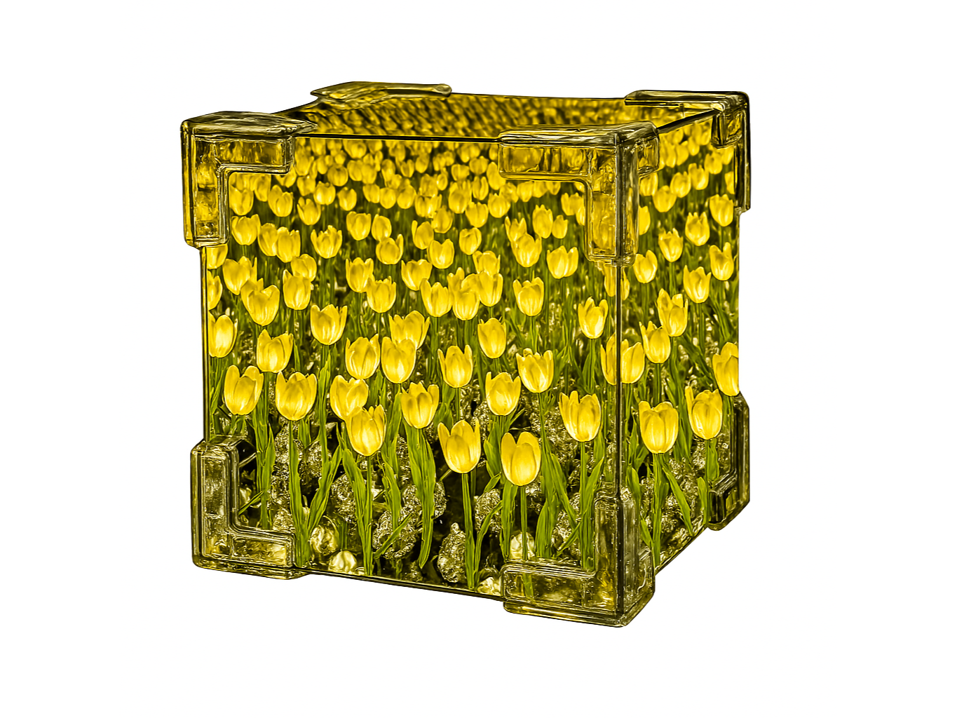 Cubo de tulipanes Amarillo 12 cm