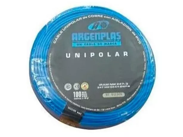 Cable Unipolar 1mm IRAM NM 247-3 Celeste