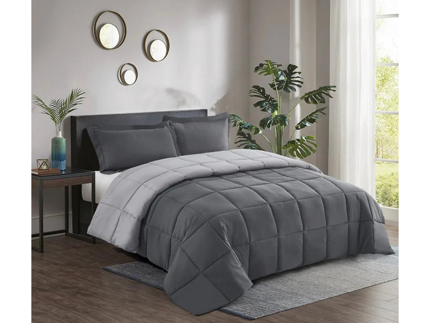 Acolchado Simil Plumon Bitono TWIN  TOPO - GRIS