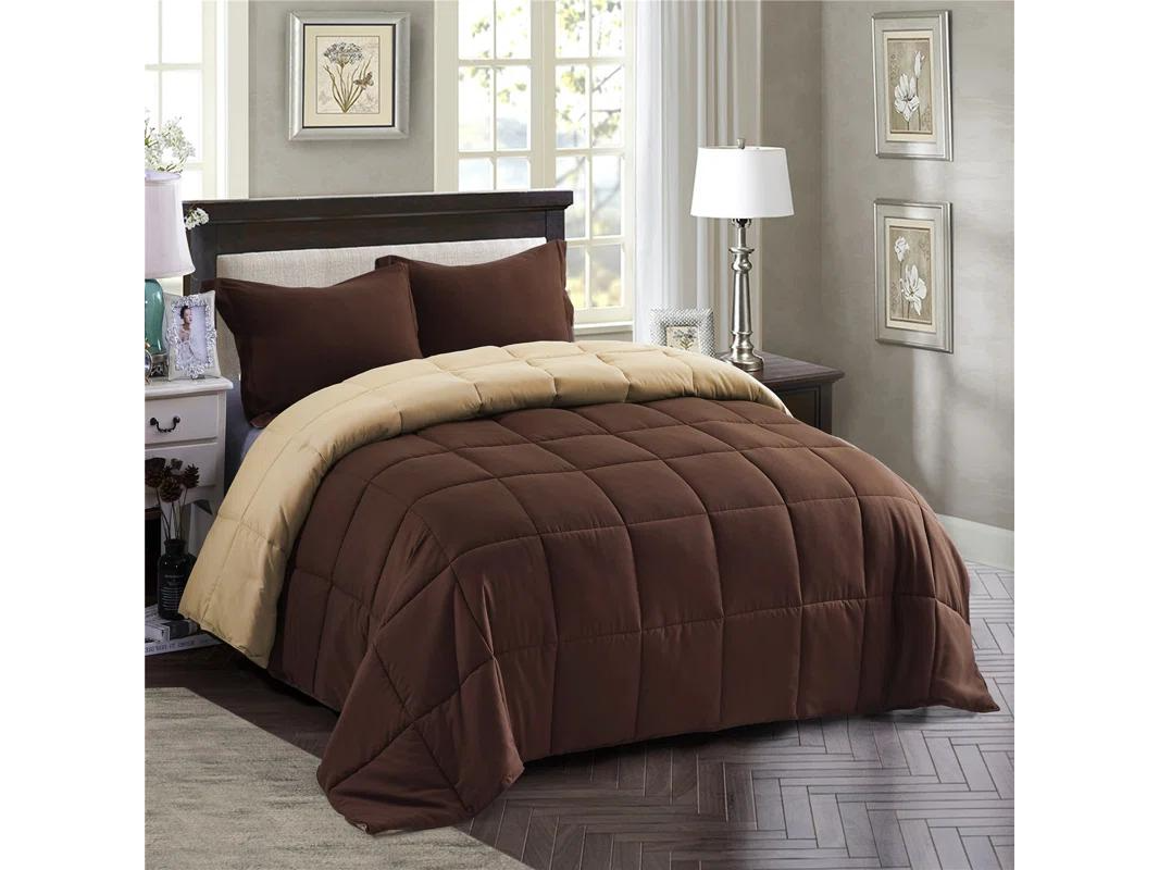 Acolchado Simil Plumon Bitono BEIGE/CHOCOLATE