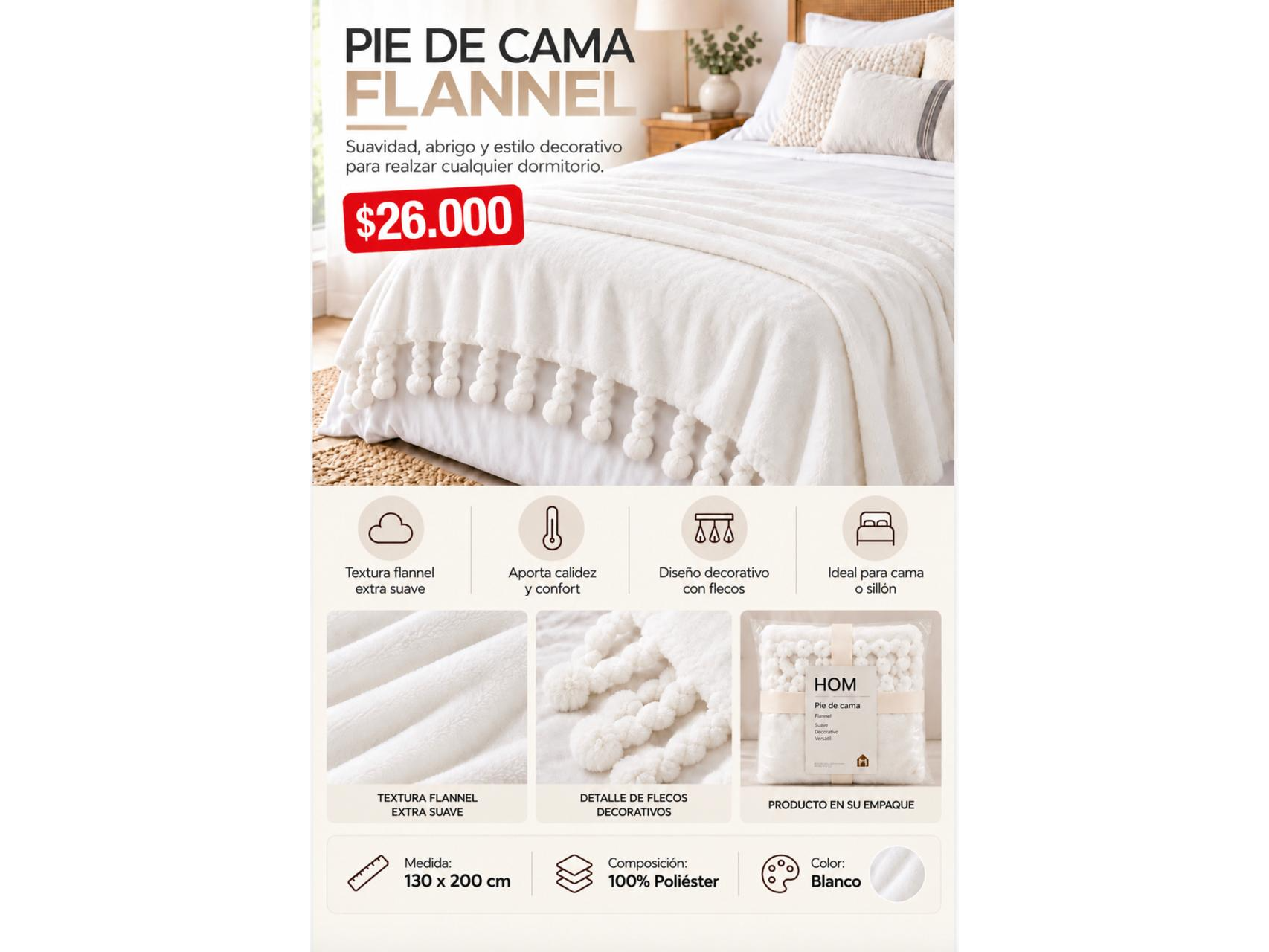 PIE DE CAMA FLANNEL