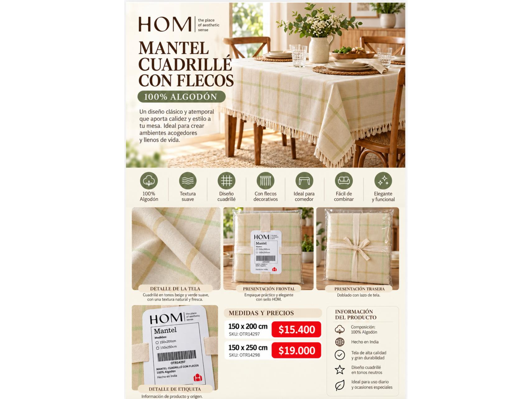 MANTEL CUADRILLE CON FLECOS