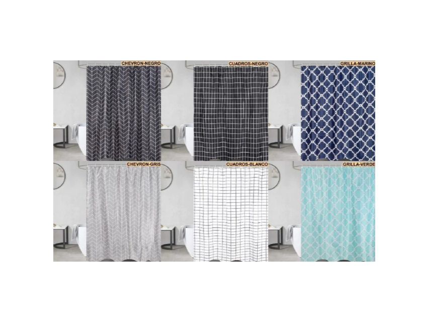 Cortina De Baño Tela Estampada Portofino