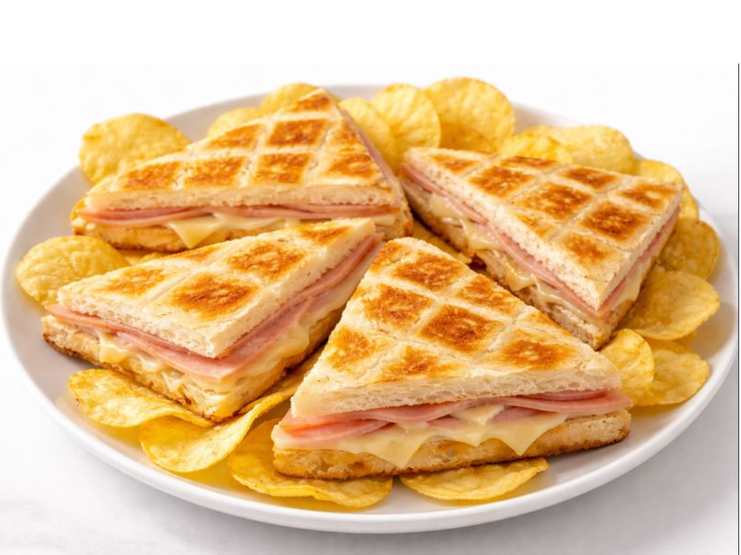 Tostado Grande Jamon y Queso + snacks