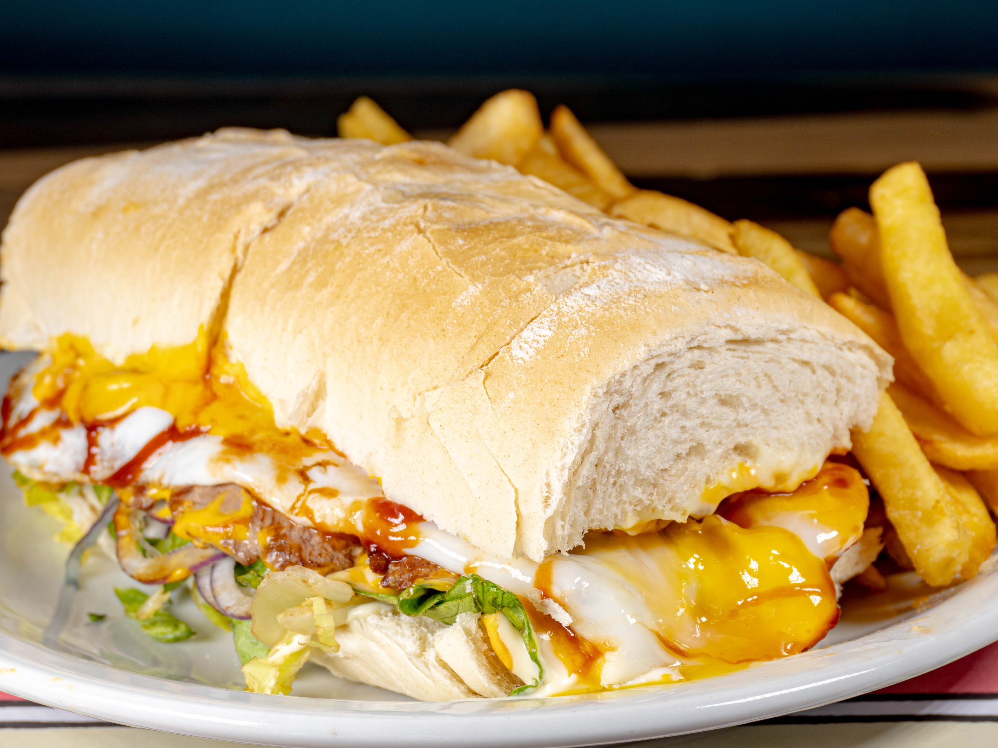 Lomo cheddar y panceta