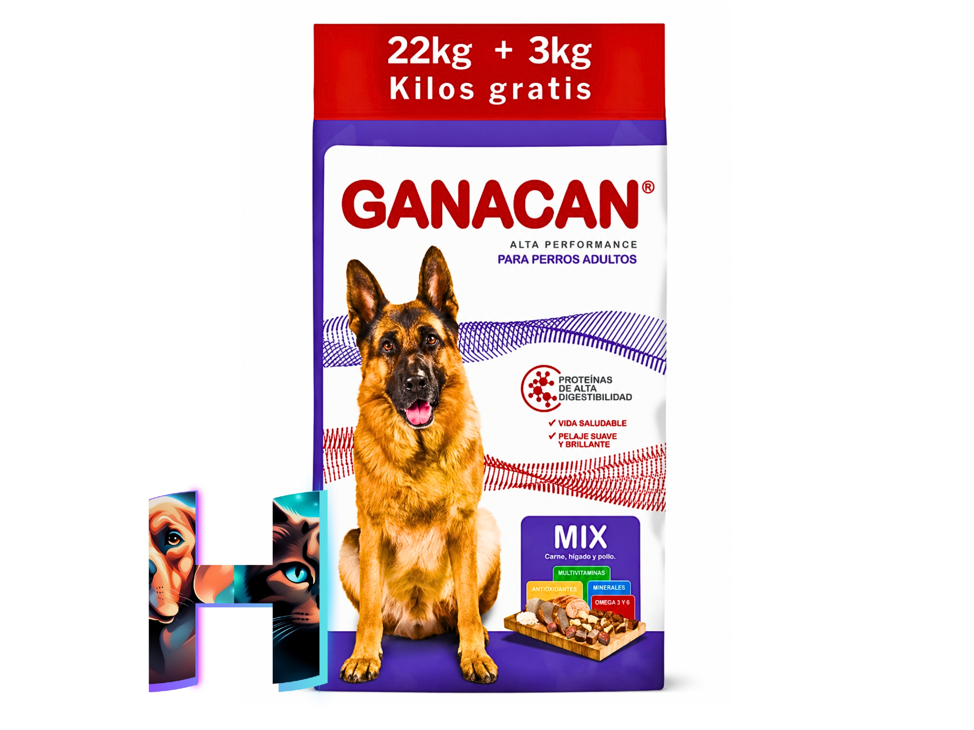 Ganacan Mix Perros Adultos 22kg + 3kg Gratis