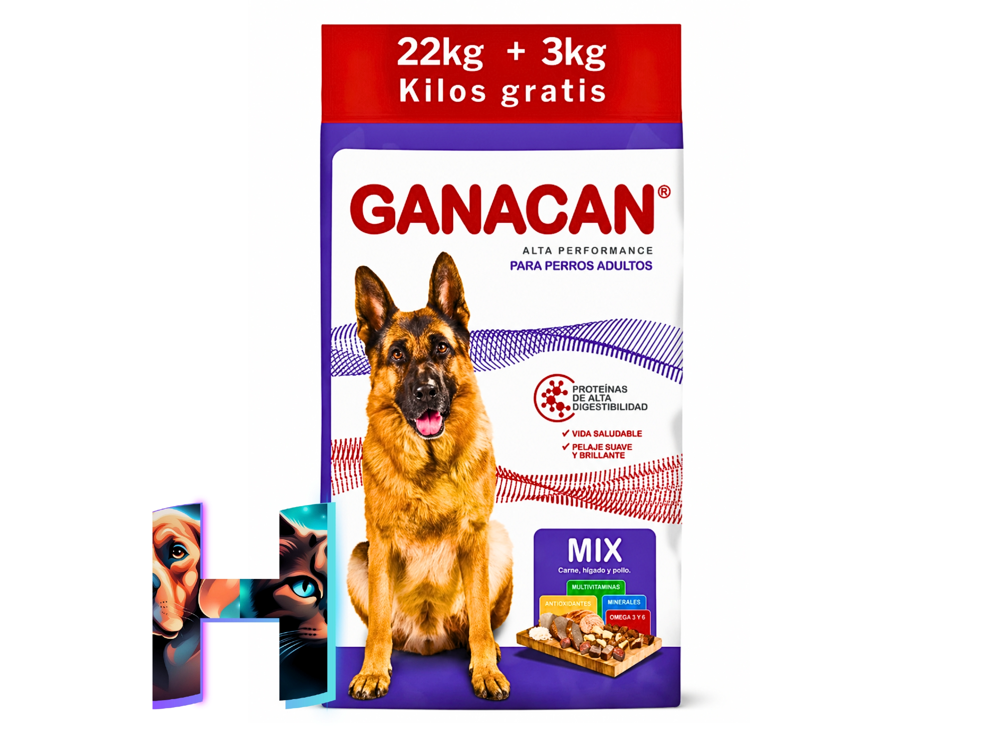 Ganacan Mix Perros Adultos 22kg + 3kg Gratis
