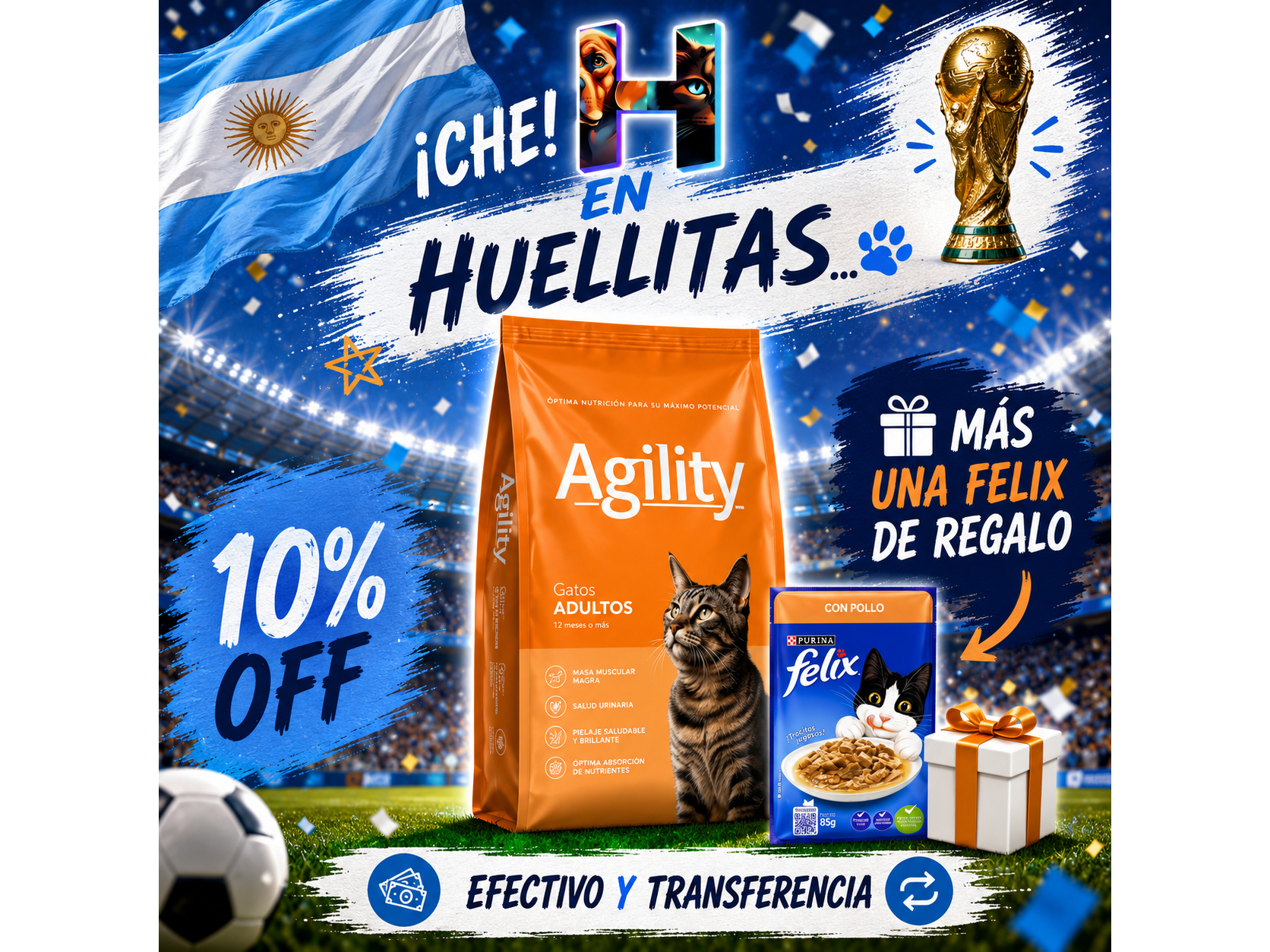 Agility Gato Adulto 10kg + 1 Pouch Félix de Regaló