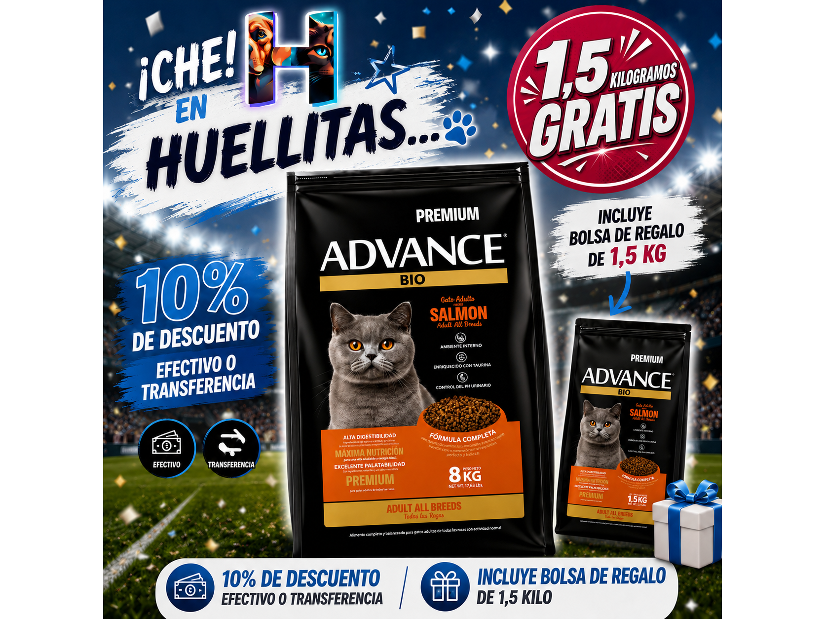 Advance Bio Gato Salmón 8kg + Bolsita de 1,5kg de Regaló