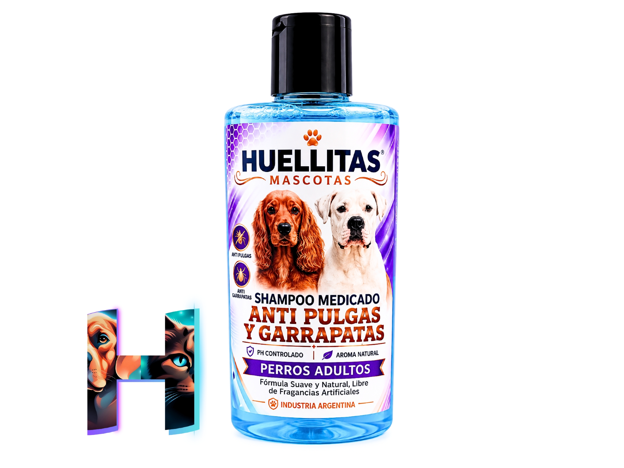 Shampoo "HUELLITAS" Anti-Pulgas y Garrapatas 250ml