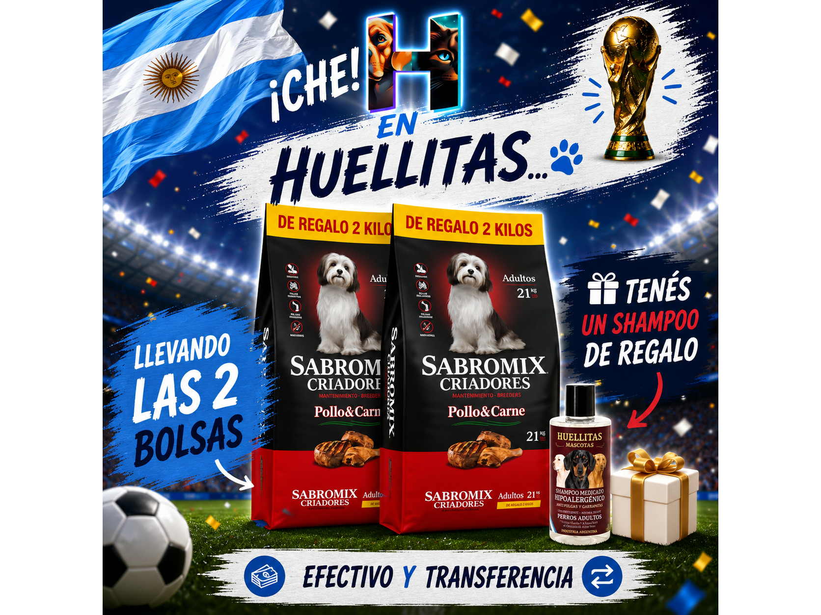 Sabromix Criadores Adultos 21kg + 2kg Gratis 2 Bolsas + 1 Shampoo de Regalo.