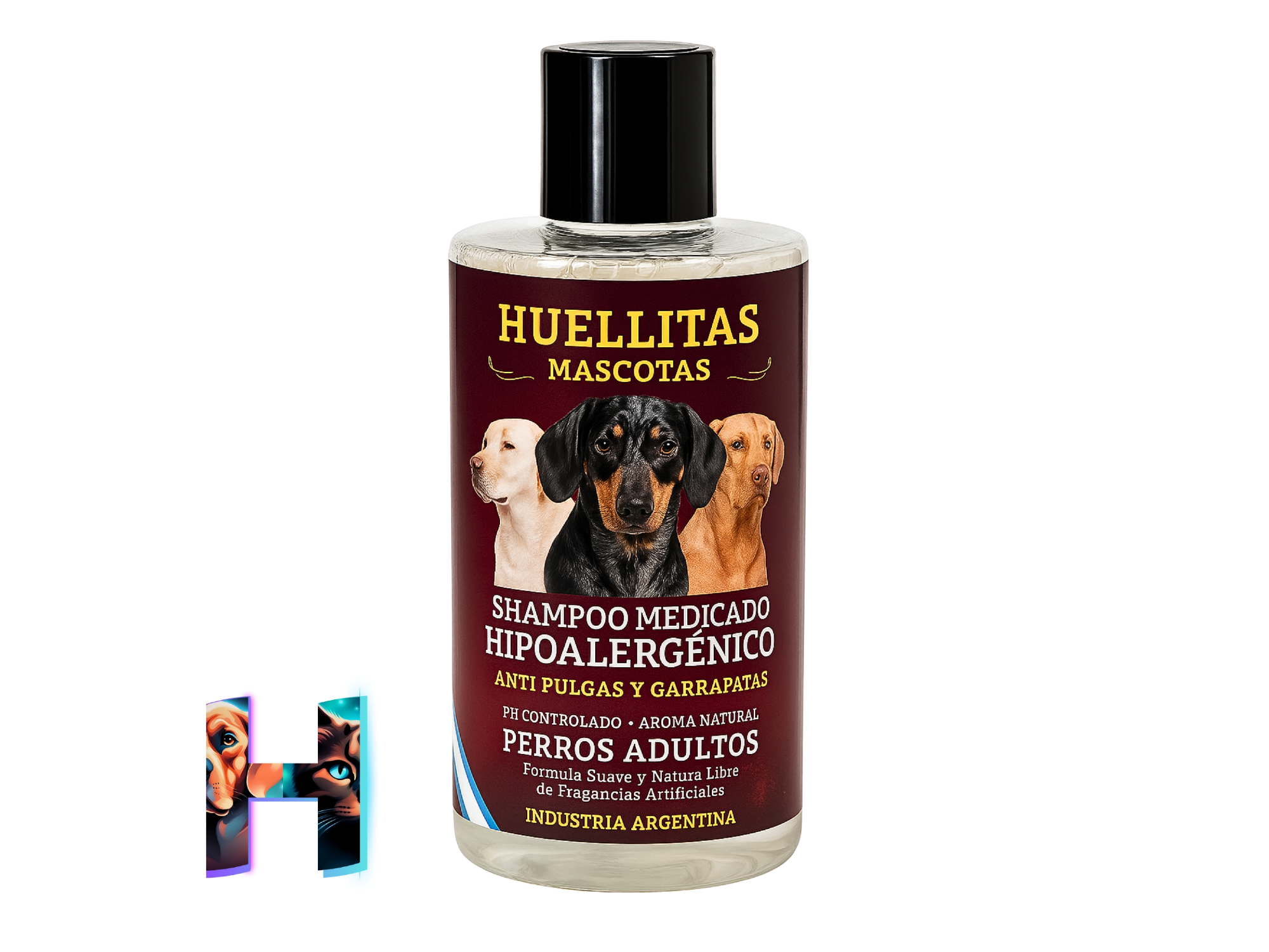 Shampoo "HUELLITAS" Hipoalergénico Anti-Pulgas y Garrapatas 250ml