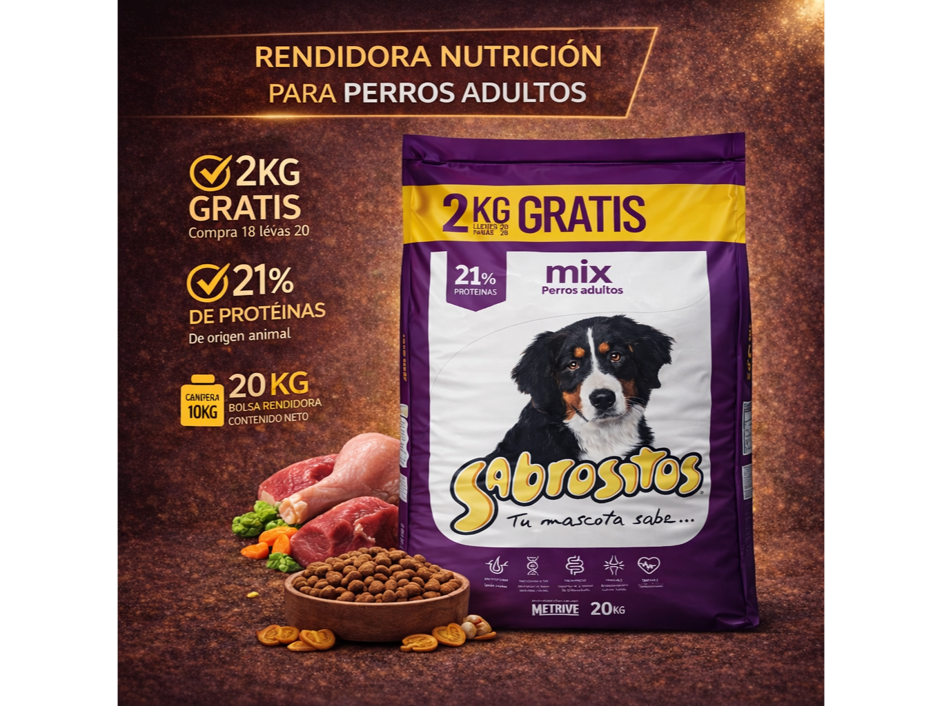 Sabrositos Perro Adulto Mix 18kg + 2kg Grátis