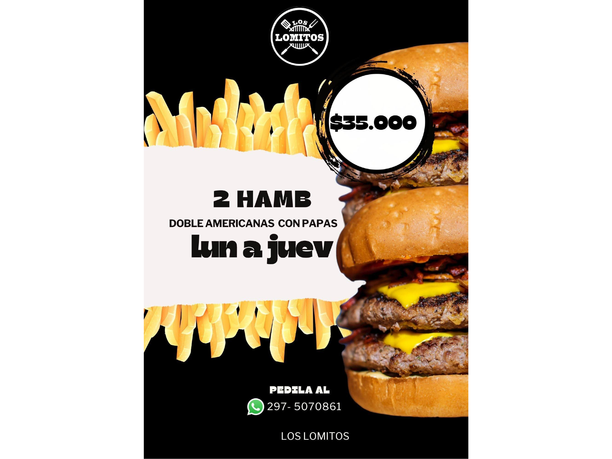 COMBO DOBLE AMERICANAS CON PAPAS(SOLO EN EFECTIVO)