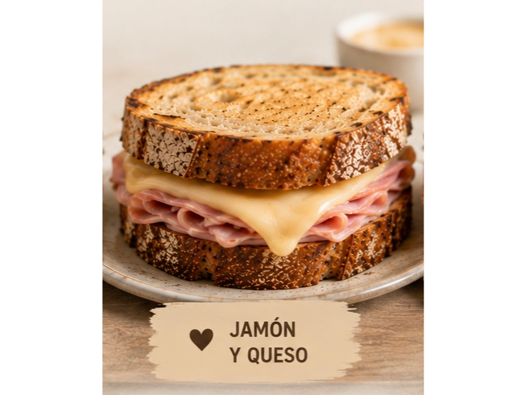 Sandwich con pan de masa madre con jamón y queso (Copia)