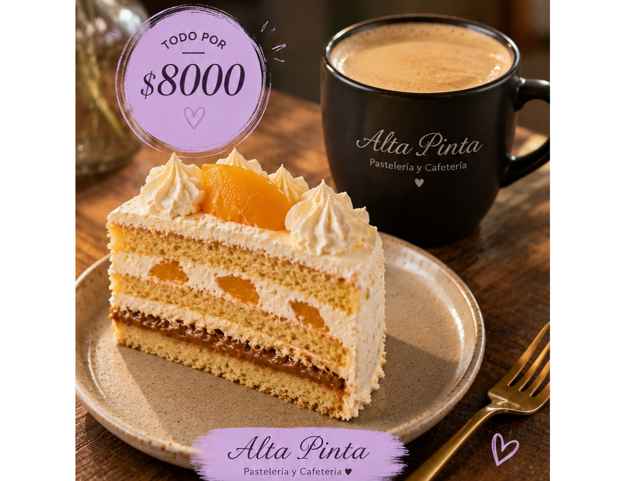 Porción de torta a elección + infusión