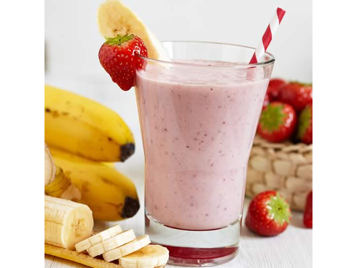 Licuado de banana y frutilla
