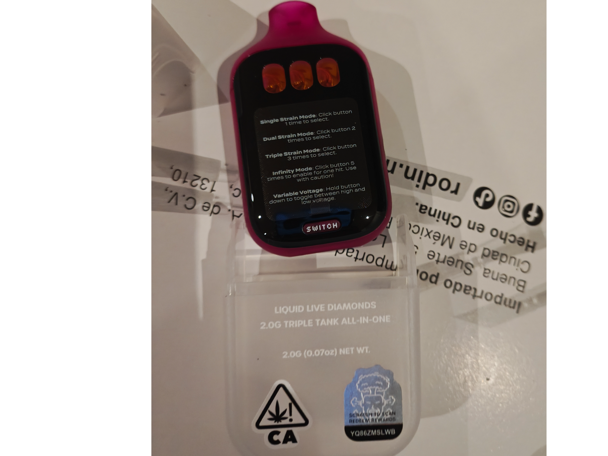 Boutique switch v5 vape 2000 MG thc California CA